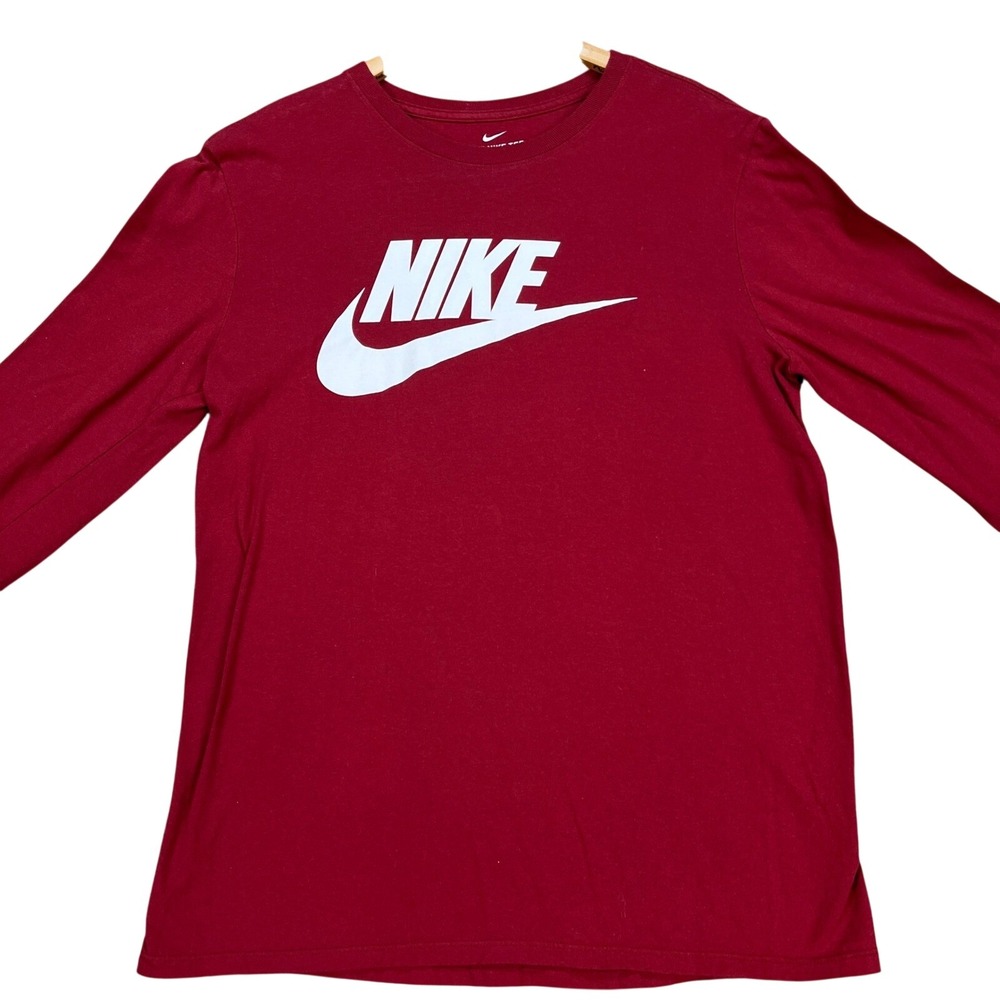 Nike Pullover Mens Medium Burgundy Long Sleeve Athletic Cut Futura Icon NSW EUC